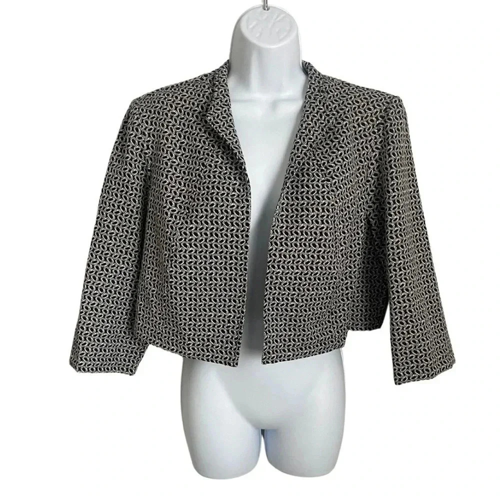 Sheri Martin New York Black & White Cropped Blazer Jacket - Size 14 - Picture 6 of 6